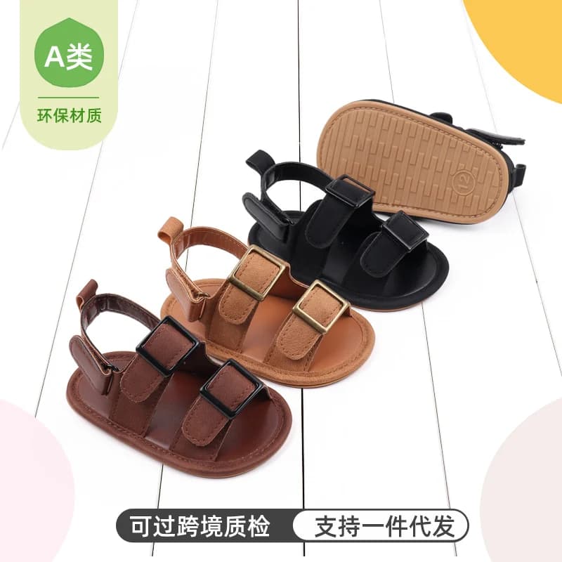 Baby Shoes Summer Sandal Cool Style High Quality PU and TPR Anti-slip Sole Todder Walking Shoe 0-9-18 Month 2024 Fashion BHX3205