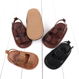 Baby Shoes Summer Sandal Cool Style High Quality PU and TPR Anti-slip Sole Todder Walking Shoe 0-9-18 Month 2024 Fashion BHX3205