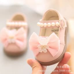 Cartoon Bow Square Mouth Toddler Shoes Kids Shoes Girls Baby Party Wedding Dance New Princess Leather Shoes Children Sneakers