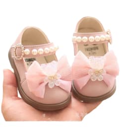 Cartoon Bow Square Mouth Toddler Shoes Kids Shoes Girls Baby Party Wedding Dance New Princess Leather Shoes Children Sneakers
