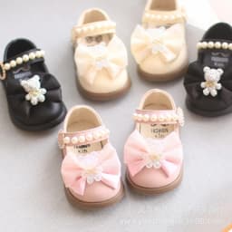 Cartoon Bow Square Mouth Toddler Shoes Kids Shoes Girls Baby Party Wedding Dance New Princess Leather Shoes Children Sneakers