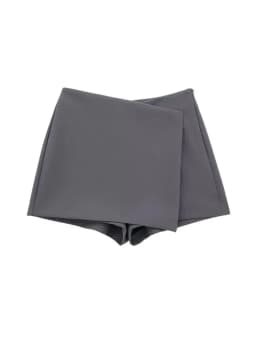 Women Fashion Asymmetric Pareo Style Self Overlay Shorts Skirts Vintage High Waist Side Zipper Female Skort Mujer