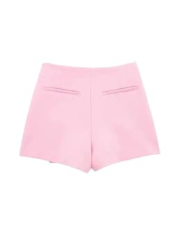 Women Fashion Asymmetric Pareo Style Self Overlay Shorts Skirts Vintage High Waist Side Zipper Female Skort Mujer
