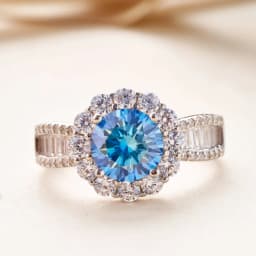 JoyceJelly 2ct Royal Blue Moissanite Ring for Cham Lady Round 8H8A Cut VVS1 Moissanite Diamond Dating Wedding Party Jewerly Gift