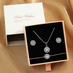 ZAKOL 3 Pcs Jewelry Set Gift For Women Shiny AAA Cubic Zirconia Earrings Bracelet Necklace Set Accessories With Gifts Box