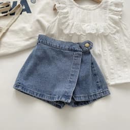 Brief Style Denim Blue Toddler Girls Skirt Shorts Kids Summer Sport Dress Pants Children Elastic Waist Trousers for 2-7 Years
