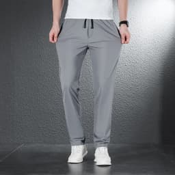 2024 Summer Soft Ice Silk Fabric Men's Thin Casual Pants Korean-style fashion Straight High Stretch Trousers Male Luxury Brand