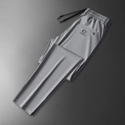 2024 Summer Soft Ice Silk Fabric Men's Thin Casual Pants Korean-style fashion Straight High Stretch Trousers Male Luxury Brand