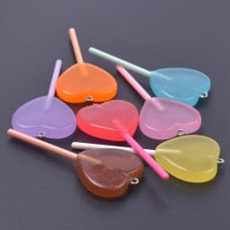 30/50/100pcs New Heart Lollipop Charms Colorful Resin Pendant For Jewelry Making Diy Earring Keychain Handmade Craft Accessories