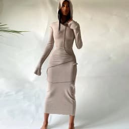 Dulzura Women 2024 Autumn Winter Fashion Long Sleeve Streetwear Bodycon Black Long Dress Wholesale Items For Business