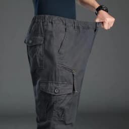 High Quality Men's Pants Elastic Waist Cargo Large Size Cotton Pants Multi-Pocket Trousers Sports Training Work Pants