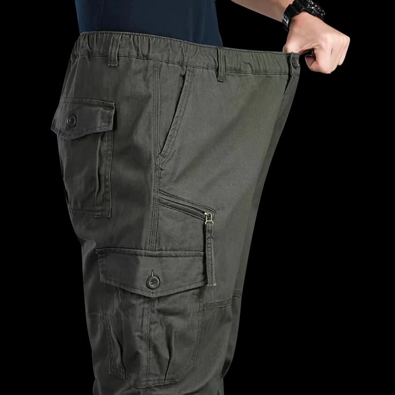 High Quality Men's Pants Elastic Waist Cargo Large Size Cotton Pants Multi-Pocket Trousers Sports Training Work Pants