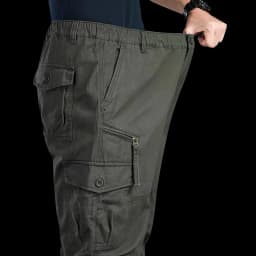 High Quality Men's Pants Elastic Waist Cargo Large Size Cotton Pants Multi-Pocket Trousers Sports Training Work Pants