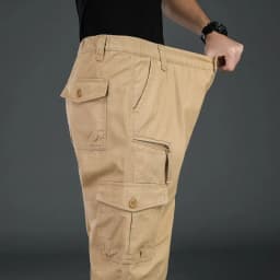High Quality Men's Pants Elastic Waist Cargo Large Size Cotton Pants Multi-Pocket Trousers Sports Training Work Pants