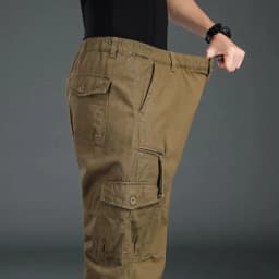 High Quality Men's Pants Elastic Waist Cargo Large Size Cotton Pants Multi-Pocket Trousers Sports Training Work Pants