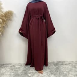 New Muslim Fashion Abaya Women's Dress Sold in Dubai in the Middle East Arab Net Color Islamic Dress Robe Lace Long Dress