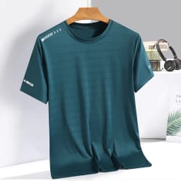 Summer ice silk short sleeved T-shirt for men and women, quick drying and breathable sports top, outdoor running duanT