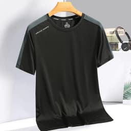 Summer ice silk short sleeved T-shirt for men and women, quick drying and breathable sports top, outdoor running duanT