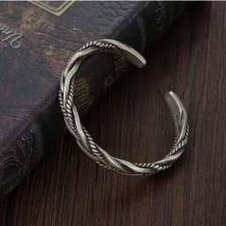 Hot korean fashion 925 Sterling Silver Twisted Woven Bracelet man women Retro Original Handmade Opening bangle jewelry Gifts