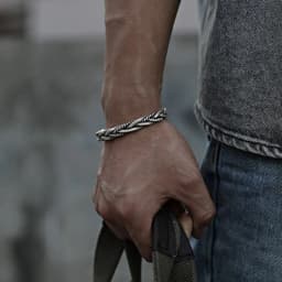 Hot korean fashion 925 Sterling Silver Twisted Woven Bracelet man women Retro Original Handmade Opening bangle jewelry Gifts