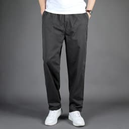 Men's Straight Cargo Trousers, Casual Pants, Monochromatic, Plus Size, M-6XL, Elastic Waist, 100% Cotton, Ninth Pants, 2024 New