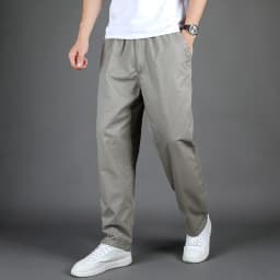 Men's Straight Cargo Trousers, Casual Pants, Monochromatic, Plus Size, M-6XL, Elastic Waist, 100% Cotton, Ninth Pants, 2024 New