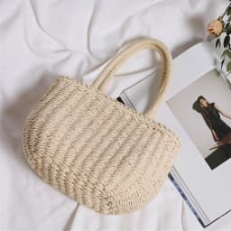 Simple Design Straw Handbags For Women Handmade Bohemian Style Beach Bag Summer Fashion Pack Bucket Bag Purse Totes