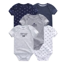 Summer 5-Piece Cartoon Baby Bodysuits 100%Cooton Soft Newborn Boy Girl Onesies Short Sleeves Infant Clothes