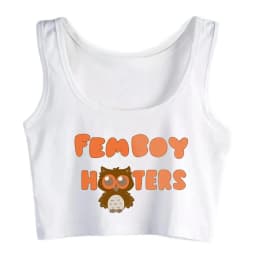 Femboy Hooters Graphic Cotton Sexy Crop Top Girl's Spoon And Fork Cliparts Print Anime Style Tank Tops Summer Naughty Camisole