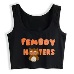 Femboy Hooters Graphic Cotton Sexy Crop Top Girl's Spoon And Fork Cliparts Print Anime Style Tank Tops Summer Naughty Camisole