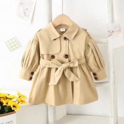 0-4 Years Trench Coat England Style Jacket Girls Baby Fashion Cute Turndown Collar Kids Long Windbreaker Casual Outer Clothing
