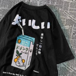 Cute Japanese Cat Print Oversized T-shirt Women Men Short Sleeve Loose Casual Tee Shirt Streetwear Tops Cotton Harajuku Clothing