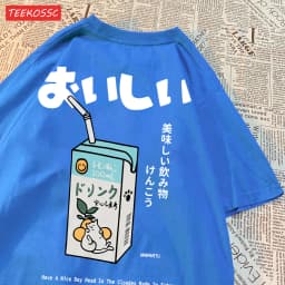 Cute Japanese Cat Print Oversized T-shirt Women Men Short Sleeve Loose Casual Tee Shirt Streetwear Tops Cotton Harajuku Clothing
