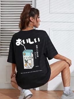 Cute Japanese Cat Print Oversized T-shirt Women Men Short Sleeve Loose Casual Tee Shirt Streetwear Tops Cotton Harajuku Clothing