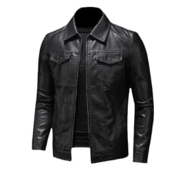 Men's Motorcycle Leather Jacket Large Size Pocket Black Zipper Lapel Slim Fit Male Spring Autumn High Quality PU Coat