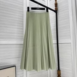 2026 Elegant High Waist Pleated Skirt for Women Mid-long Midi Skirt Female High Quality Black Saia
