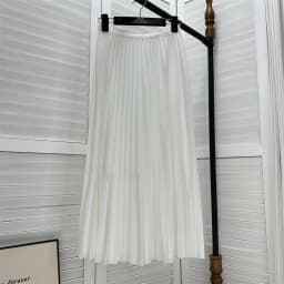 2026 Elegant High Waist Pleated Skirt for Women Mid-long Midi Skirt Female High Quality Black Saia