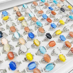20pc/Lot Wholesale New Bohemia Mix Color Agate Stone Finger Rings For Women Hot Natural Grain Joint Ring Girl Party Wedding Gift