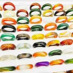 20pc/Lot Wholesale New Bohemia Mix Color Agate Stone Finger Rings For Women Hot Natural Grain Joint Ring Girl Party Wedding Gift
