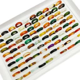 20pc/Lot Wholesale New Bohemia Mix Color Agate Stone Finger Rings For Women Hot Natural Grain Joint Ring Girl Party Wedding Gift