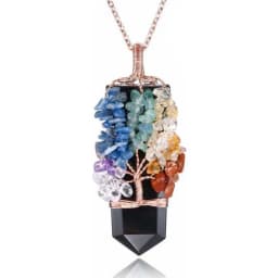 Healing Crystal Sword Faceted Pendant Necklace For Women Men Natural Chakra Tree Life Wire Wrapped Amethyst Rose Quartz Jewelry