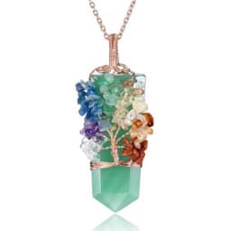 Healing Crystal Sword Faceted Pendant Necklace For Women Men Natural Chakra Tree Life Wire Wrapped Amethyst Rose Quartz Jewelry