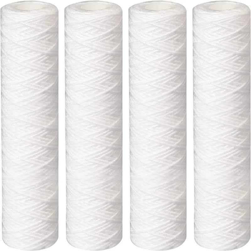 10 Inch PP Wound String Spun Sediment Replacement Filter for Reverse Osmosis System- 2.5" x 10"-5 Micron-4 Pack