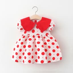 Summer Girls Kids Princess Short Sleeve Dress Children Baby Infants Dot Polka Pleated Dresses Casual Vestidos