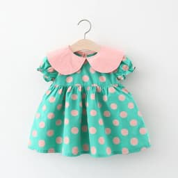 Summer Girls Kids Princess Short Sleeve Dress Children Baby Infants Dot Polka Pleated Dresses Casual Vestidos
