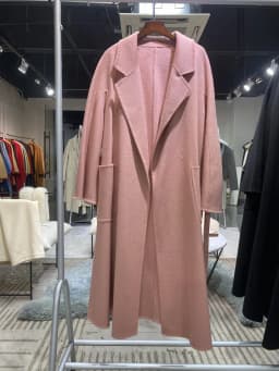 2024 Fall Winter Jacket Ripple Double-sided Wool Cashmere Coat High-end Bathrobe Style Windbreaker Women Belt Long Thick Warm