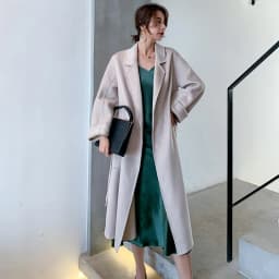 2024 Fall Winter Jacket Ripple Double-sided Wool Cashmere Coat High-end Bathrobe Style Windbreaker Women Belt Long Thick Warm
