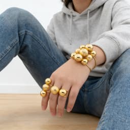 Luxury Dubai African Gold Color Bracelet Ring Copper Cuff Beads Bangle Italy France Women Adjustable Ring Wedding Jewelry Gift