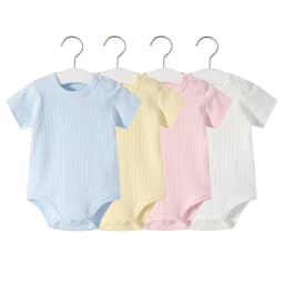 Solid Color 100% Cotton Baby Clothing 2024 Summer Baby Girls Bodysuit Short Sleeves Baby Boys Bodysuit Infant Romper