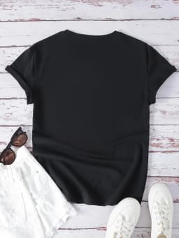 Women's Letter Print Crew Neck T-shirt - Casual Short Sleeve Top for Spring & Summer